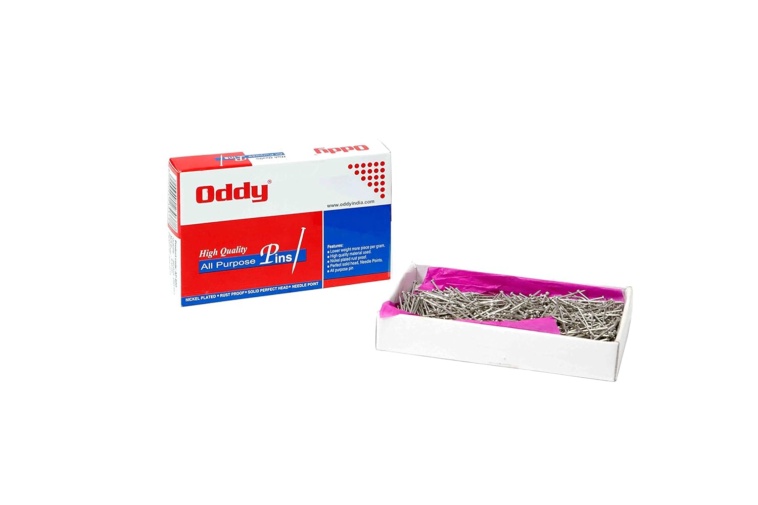 Oddy Round Head Nickel-Plated Steel Pins - 80g Pack